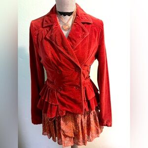 SASHIMI unique Ruffle velvet double breasted jacket.